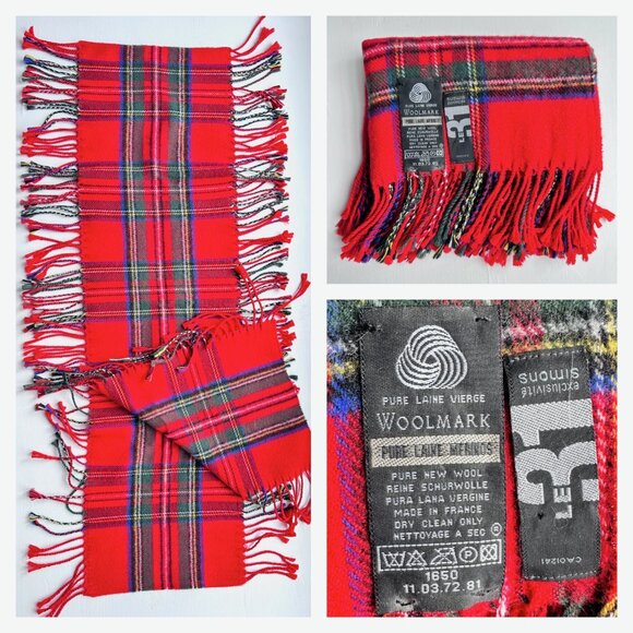 Simons Le 31 made in France Woolmark Pure New Wool plaid scarf - Picture 1 of 5